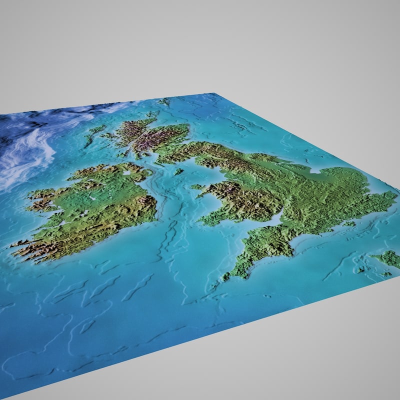 great britain mountain maps 3d model